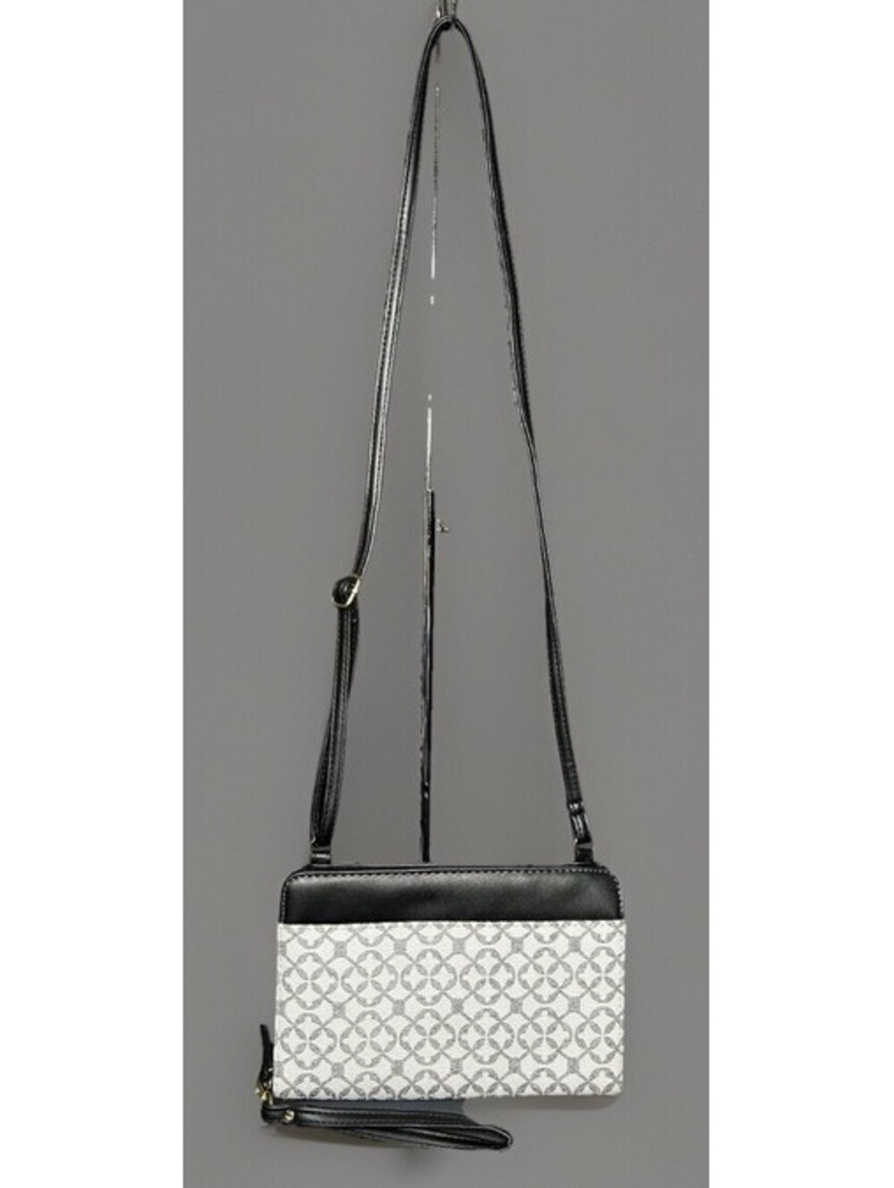 UNBRANDED GRAY BLACK PASSPORT TRAVEL WALLET CROSSBODY WRISTLET ZIP ORGANIZER